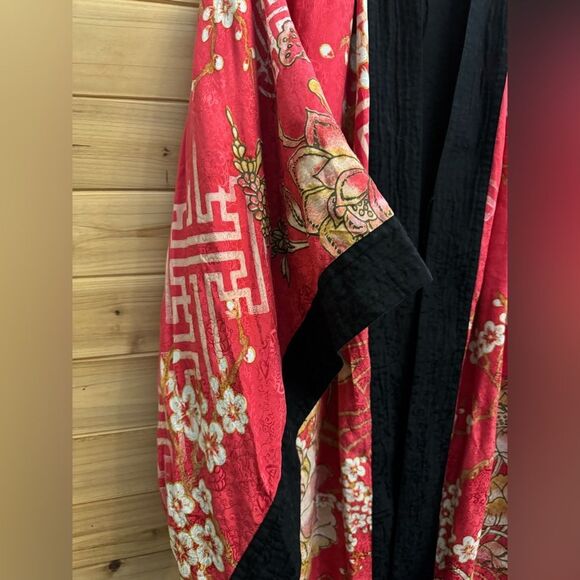 Vintage Soma Size Medium Silk Pink Floral Japanese Kimono Style Robe - Picture 5 of 14